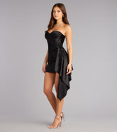 Harper Satin Corset Side Drape Mini Dress