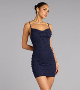 Vienna Rhinestone Pearl Mesh Mini Dress