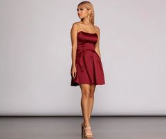 Paola Strapless Twill Party Dress
