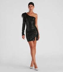Cassidy Formal Sequin Feather Dress