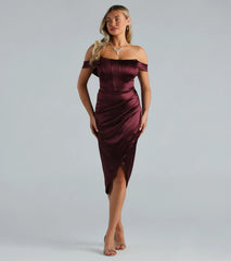Coraline Satin Corset Wrap Formal Dress