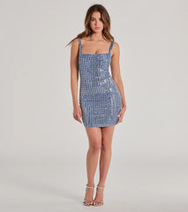 Lindsey Sleeveless Bodycon Glitter Mirror Party Dress