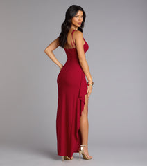 Ayden Ruffle High Slit Mermaid Dress
