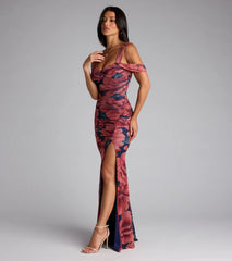 Layla Floral Cold Shoulder Mermaid Formal Dress