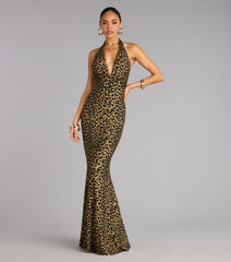 Diana Glitter Leopard Mermaid Formal Dress