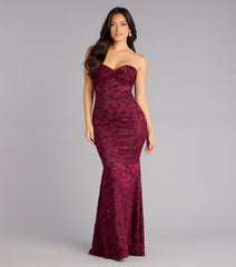 Kathy Velvet Flocked Mermaid Formal Dress