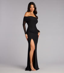 Sandy Off-The-Shoulder Mesh Formal Dress