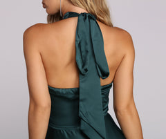 India Satin Tie Neck Gown