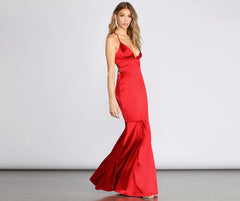 Addie Satin Lattice Mermaid Dress