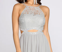 Mai Lace Infinity Trim Chiffon A Line Dress