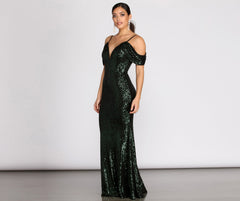 Jillian Deep V Sequin Dress