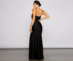 Aria Sleeveless Ruched High-Slit Dress