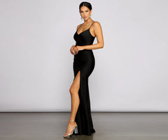 Aria Sleeveless Ruched High-Slit Dress