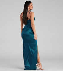 Selena High-Slit Satin Formal Dress
