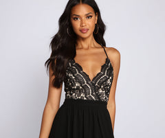 Sapphire Formal Scalloped Lace Dress