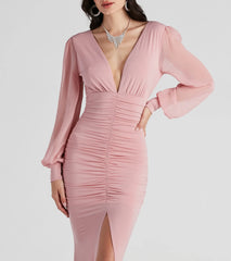 Piper High Slit Ruched Formal Dress