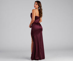 Juliana High Slit Satin Dress