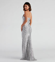 Amy Formal Sequin V-Neck Long Dress