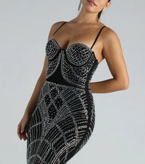 Mckenzie Formal Rhinestone Mesh Long Dress