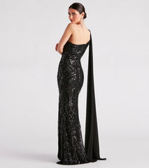 Julia Formal Sequin Sash A-Line Dress