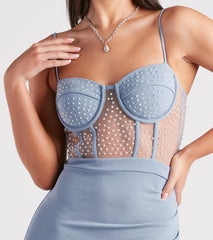 Chrissy Formal Crepe Rhinestone Long Dress