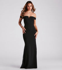 Jaelene Formal Lace Trim Long Dress