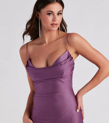 Melina Cowl Neck High Slit Formal Dress