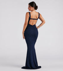 Daniella Formal Glitter Open Back Mermaid Dress