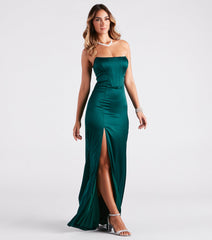 Whitney Formal Satin Corset A-Line Dress