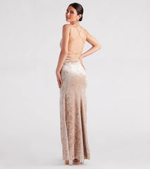 Samaria Formal Crushed Velvet Long Dress