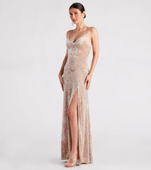 Samaria Formal Crushed Velvet Long Dress