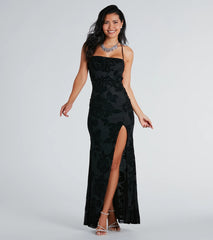 Norma Formal Velvet Floral Lace-Up Mermaid Dress