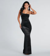 Marlene Formal Glitter Velvet Lace-Up Dress