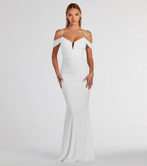 Charlene Formal Faux Pearl Mesh Mermaid Dress