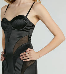 Kaya Bustier Mesh Satin Mermaid Formal Dress
