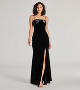 Gracie Velvet and Bow High Slit Mermaid Dress