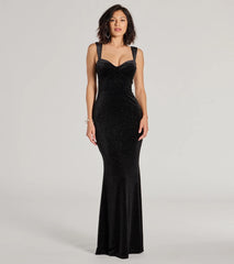 Veronica Glitter Velvet Mermaid Dress