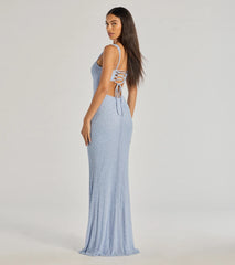 Kimia Beaded Lace-Up Column Dress