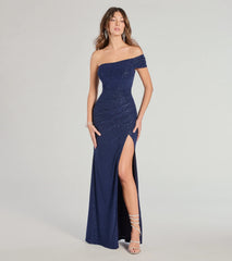 Malani Glitter Knit One-Shoulder Formal Dress