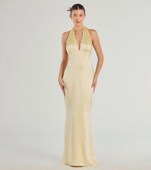 Erika Halter Satin Column Formal Dress