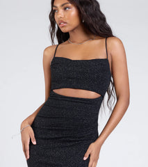 Harlow Cutout Slit Glitter Formal Dress