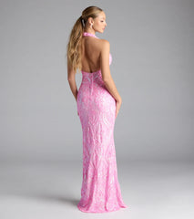 Larrea Halter Bodycon Slit Sequin Formal Dress