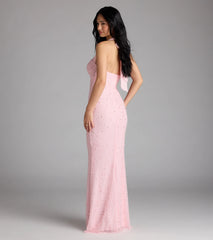 Calla Halter Mermaid Pearl Beaded Formal Dress