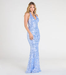 Blaire Halter Open Back Mermaid Sequin Formal Dress
