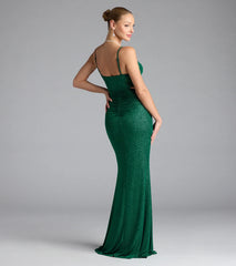 Elliana Cutout Slit Glitter Formal Dress