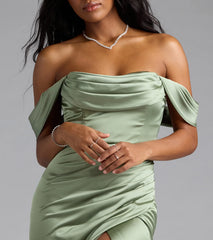 Lova Off-The-Shoulder Corset Satin Formal Dress