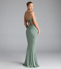 Kylie Lace-Up Mermaid Glitter Formal Dress