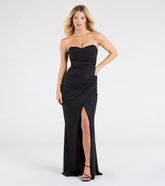 Jaqueline Strapless Slit Glitter Formal Dress