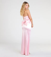 Mackenzie Strapless Corset Bow Satin Formal Dress