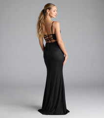 Mariam Lace-Up Slit Mermaid Glitter Formal Dress